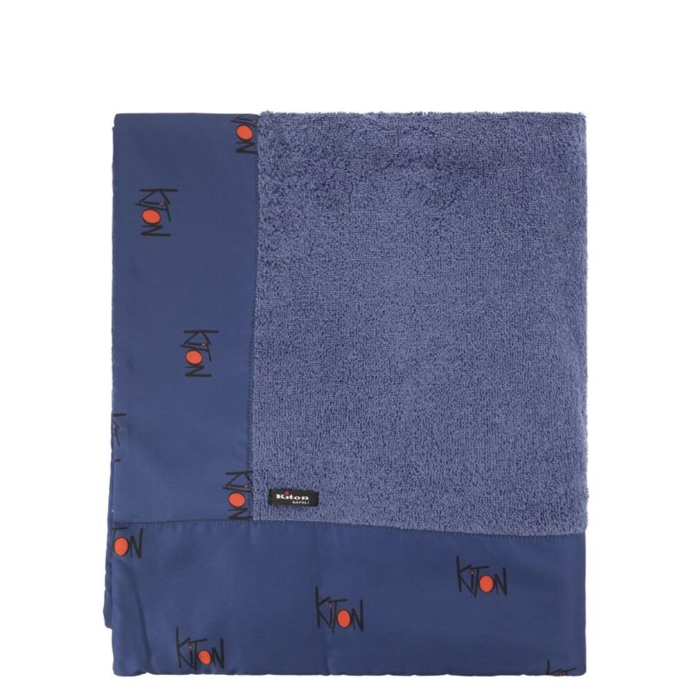 Kiton Men Terry Beach Towel With Logo Border